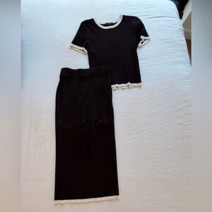 Rachel Zoe Black and Cream Ribbed Top